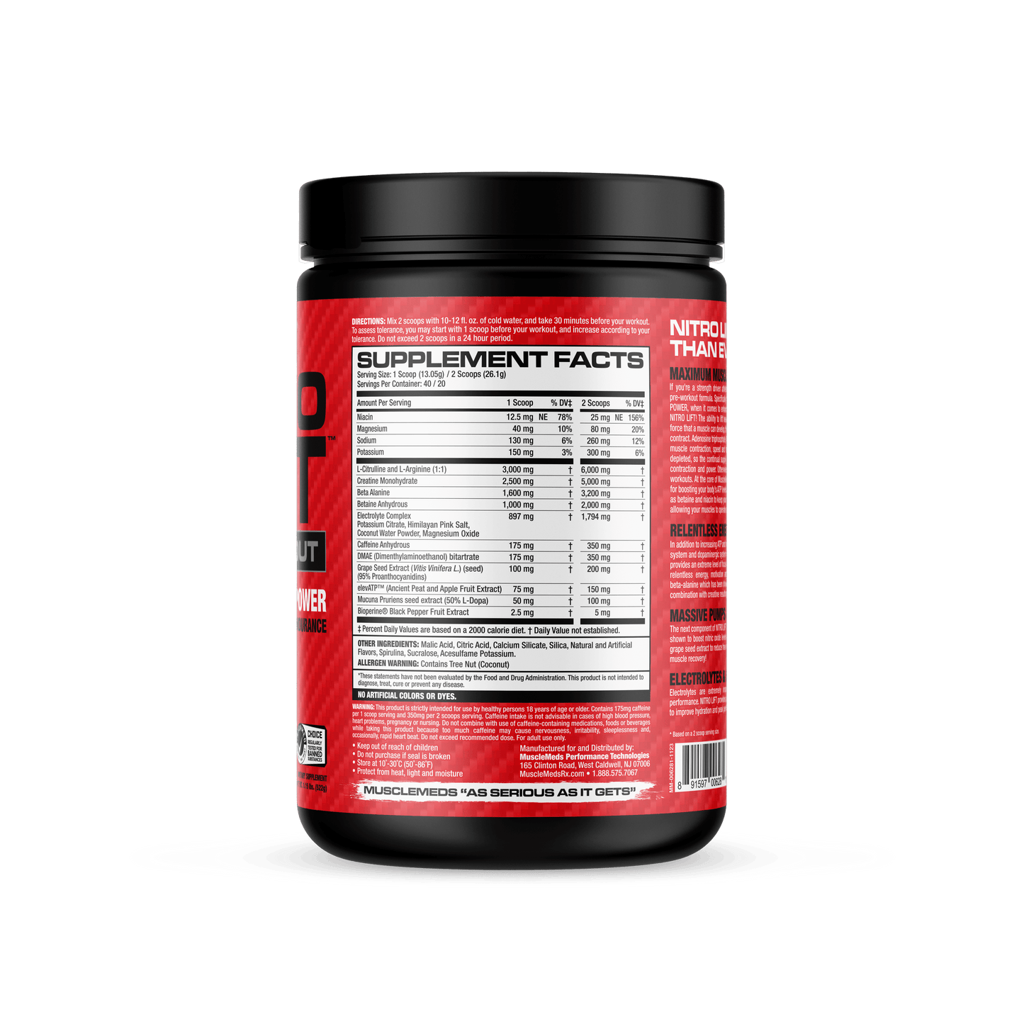 NITRO LIFT PRE WORKOUT 40 SERVINGS BY MUSCLEMEDS