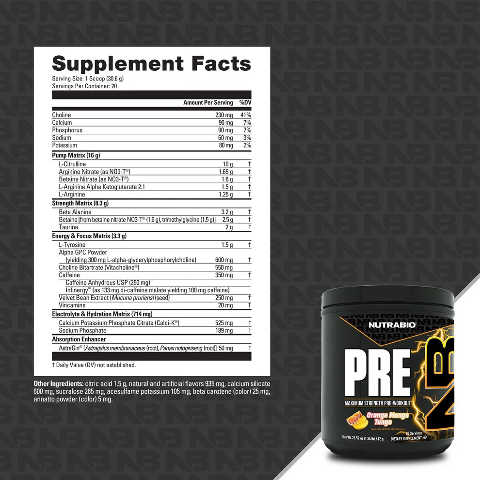 STIM FREE PRE WORKOUT BY NUTRA BIO