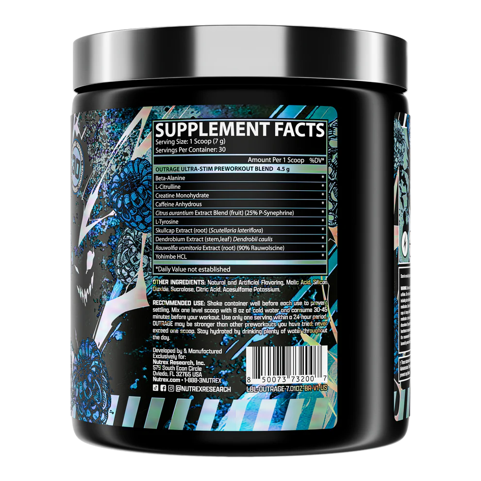 OUTRAGE PRE WORKOUT 30 SERVINGS BY NUTREX RESEARCH