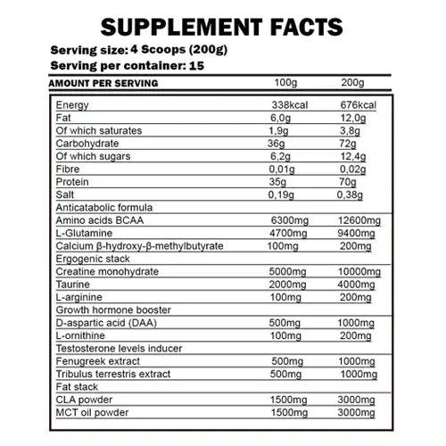 GOLD LEAN MASS 3KG BY KEVIN LEVRONE