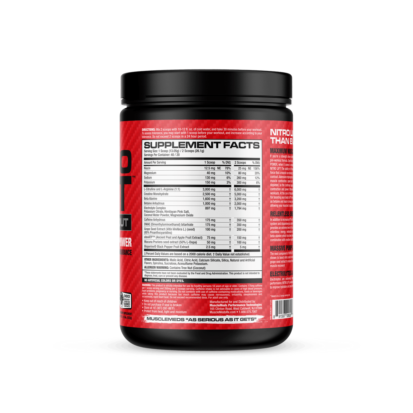 NITRO LIFT PRE WORKOUT 40 SERVINGS BY MUSCLEMEDS